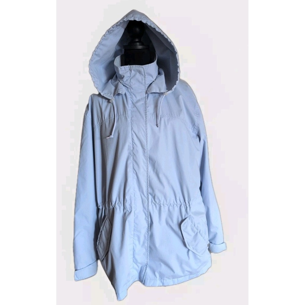 Medium Pacific Tech Women's Spring Jacket Powder Blue Snap Hood Adjustable Waist